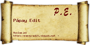 Pápay Edit névjegykártya